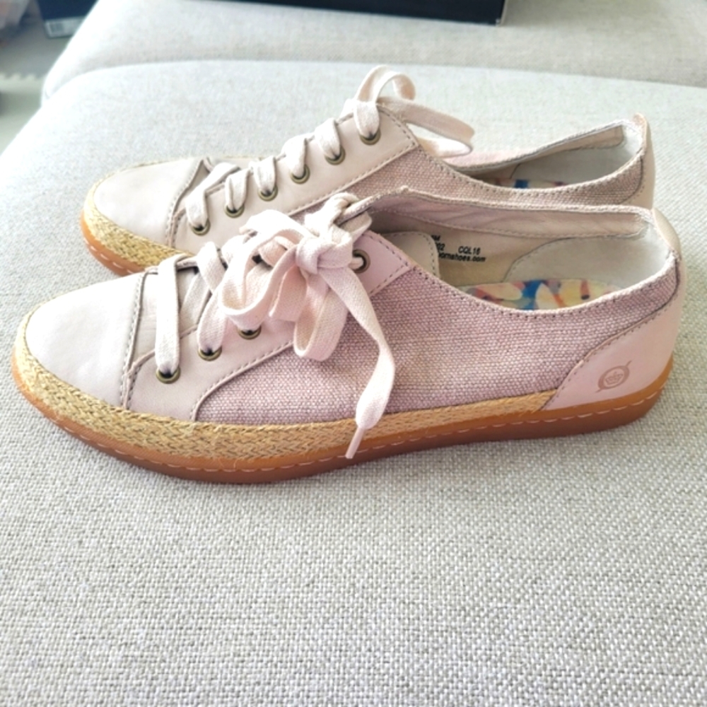 Born Corfield Natural Cream Canvas Leather Shoes Women's US 8.5 NWOT